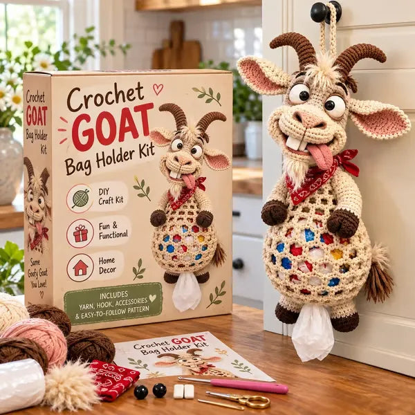 🧶 Cute Animal Bag Holder Crochet DIY Kit | Hanging Storage Craft