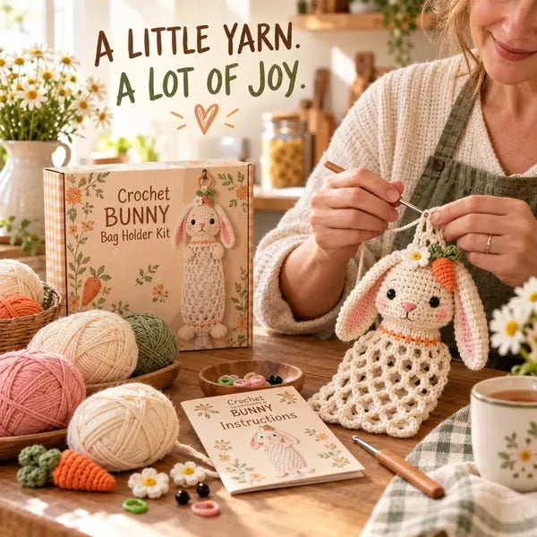 🧶 Cute Animal Bag Holder Crochet DIY Kit | Hanging Storage Craft